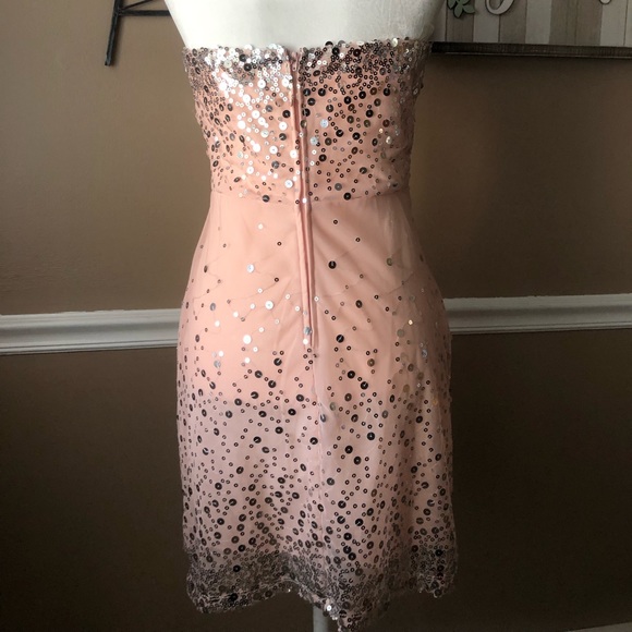 Strapless Light Pink Sequin Dress - Picture 2 of 5